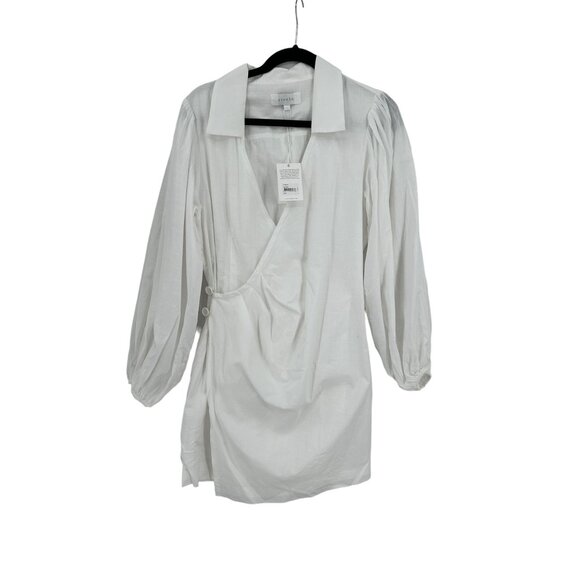 Steele Faux Wrap Ciper Dress Womens Size Large NWT Fairy Boho Peasant‎ White - Picture 1 of 14